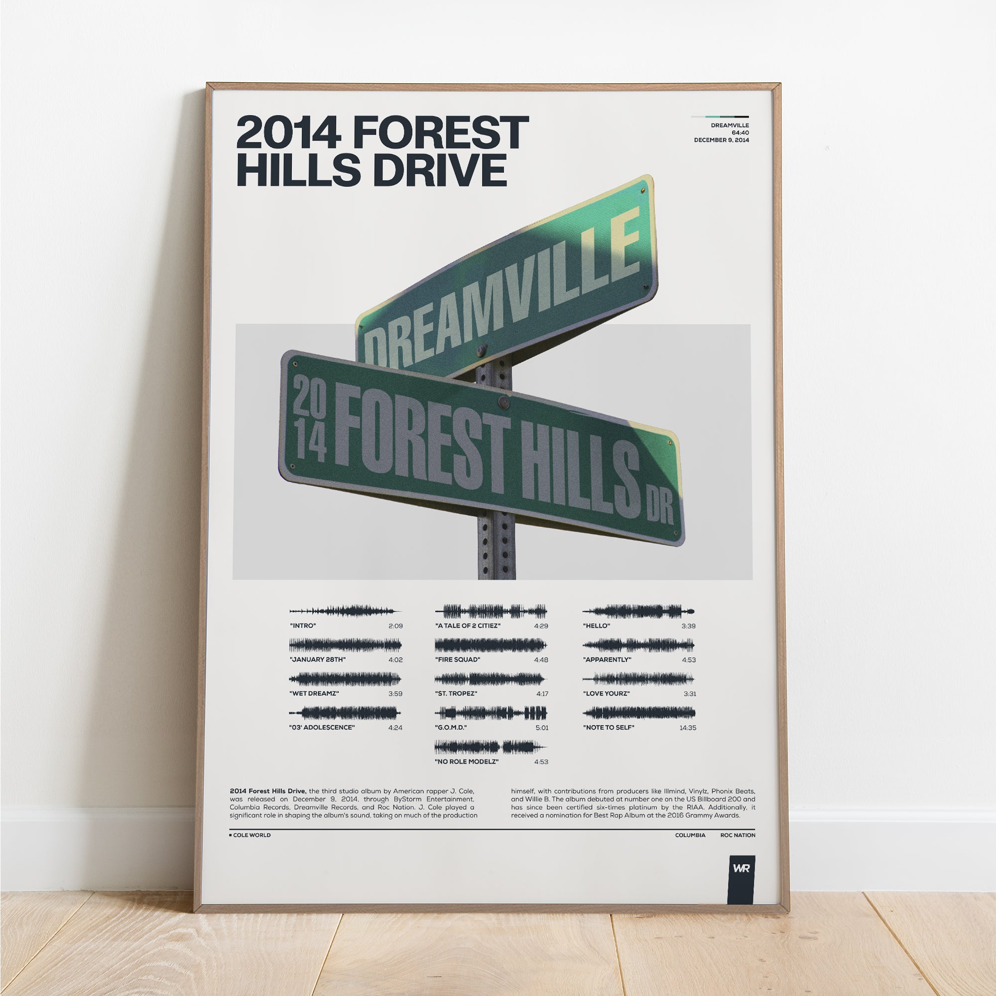 2014 Forest Hills Drive Poster J Cole - Gray