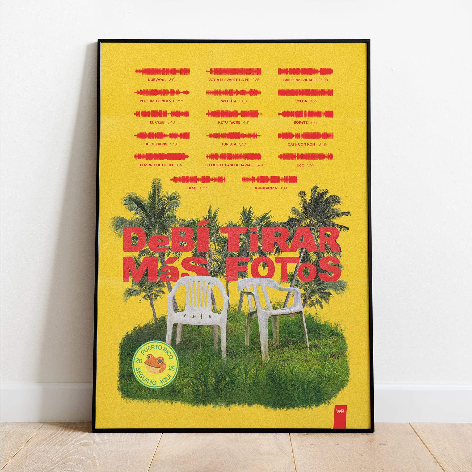 Debi Tirar Mas Fotos Poster Soundwaves Bad Bunny - Yellow with Black Frame
