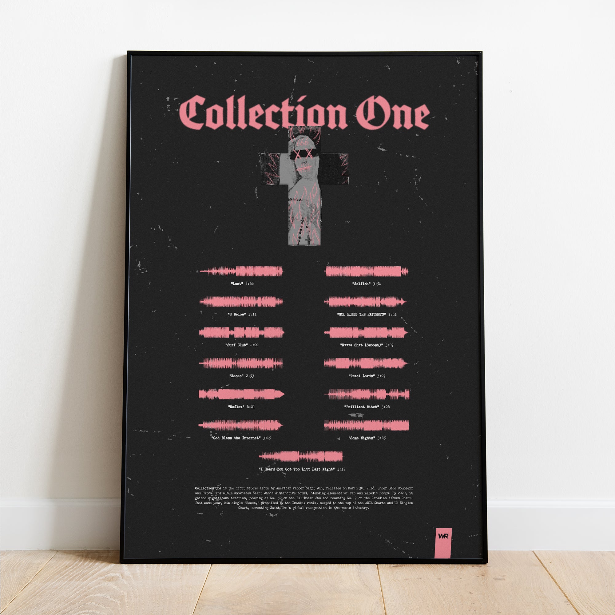 Saint Jhn Poster Collection One - soundwave art print - the wav room - black frame