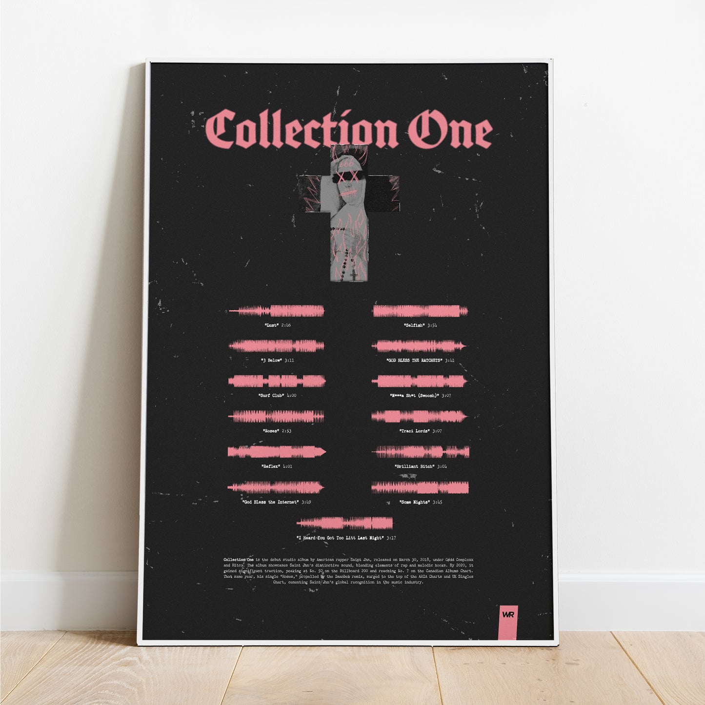 Saint Jhn Poster Collection One - soundwave art print - the wav room - white frame