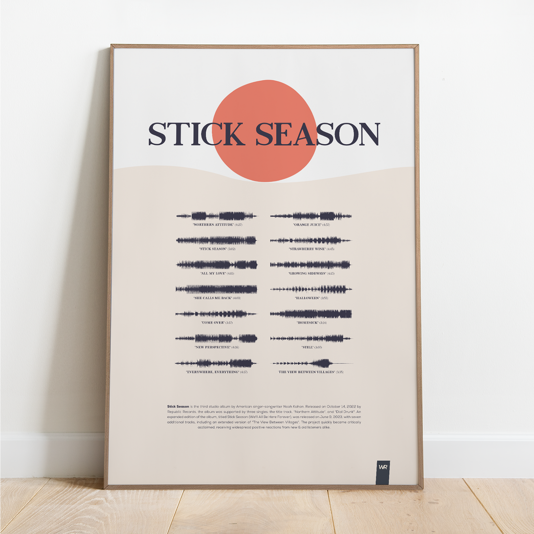 Stick Season by Noah Kahan  Soundwave Art Print Poster – The Wav