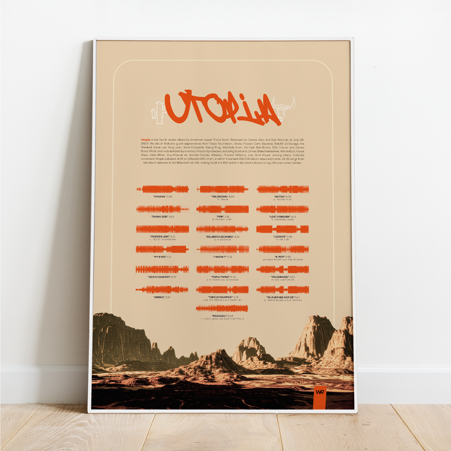 Poster su tela di Travis Scott Utopia Rapper Music Album 61 x 91,4 cm senza cornice Poster su tela di Travis Scott Utopia Rapper Music Album 61 x 91,4 cm senza cornice
