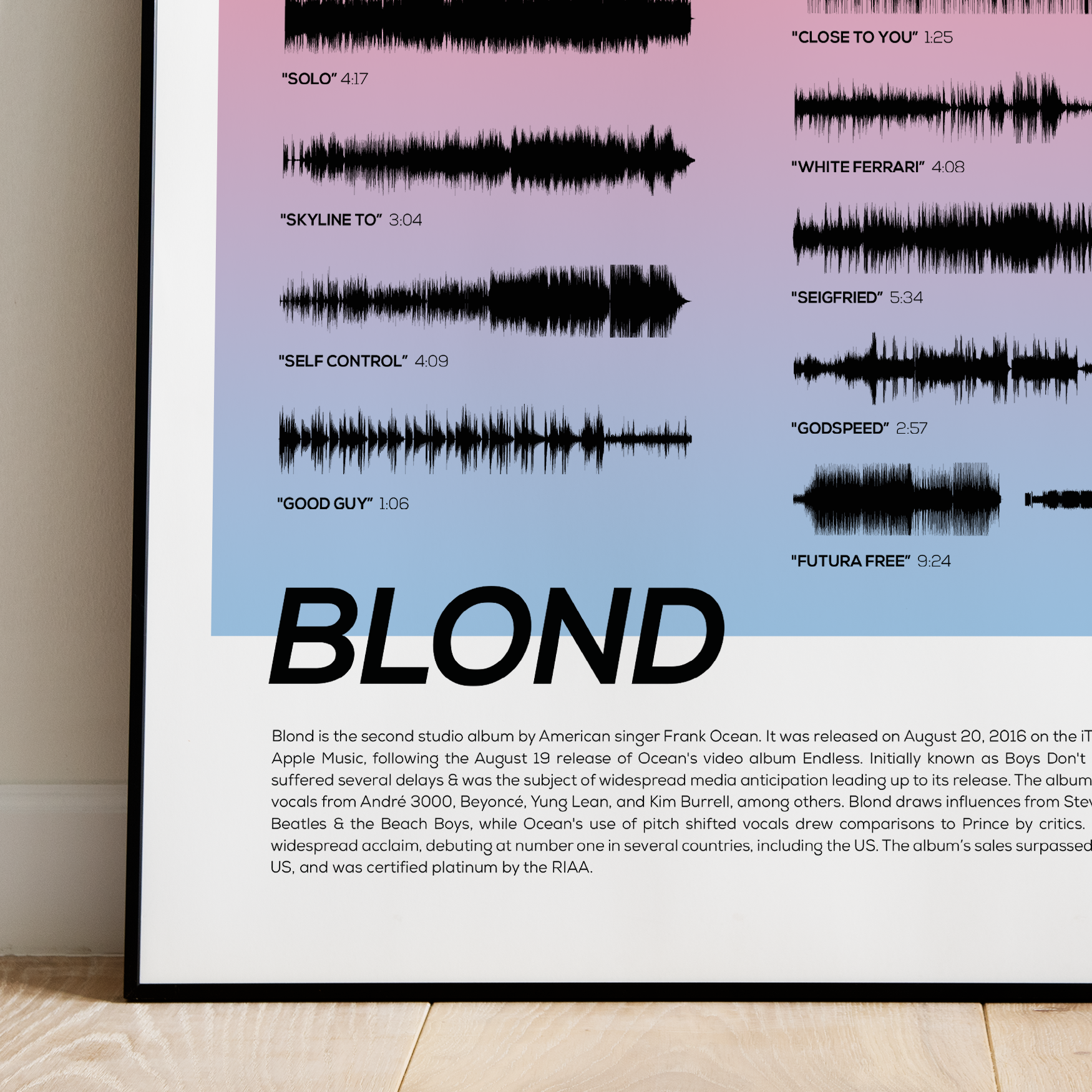 Blond" Blonde by Frank Ocean   Soundwave Art Poster – The Wav Room